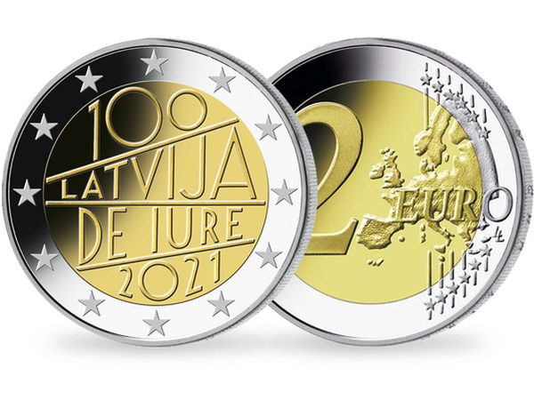 2 Euro, 100 Jahre internationale Anerkennung Lettlands, Lettland 2021
