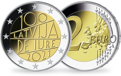 Monnaie commémorative de 2 Euros «100ème anniversaire de la reconnaissance internationale de la Lettonie» 2021