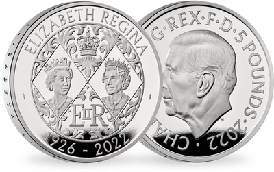 Die erste 5-Pfund-Münze mit King Charles III. aus edlem Silber