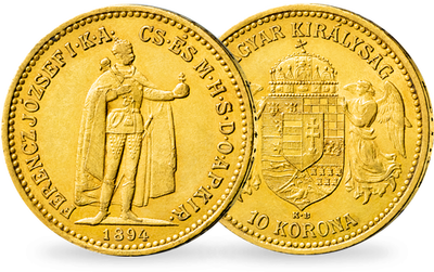 Die letzte 10-Kronen-Goldmünze von Kaiser Franz Joseph I. aus Ungarn