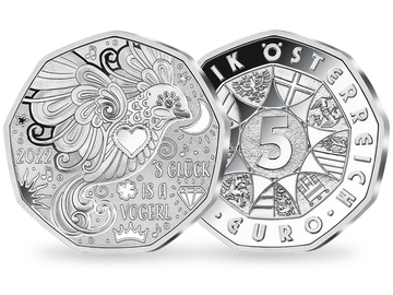 Österreichs 5-Euro-Neujahrsmünze aus Silber 's Glück is a Vogerl 2022