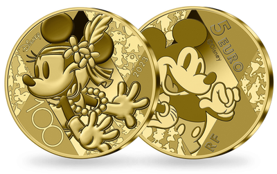 Monnaie française de 5 € en or pur « Mickey et ses amis » Disney 100 - 2023  