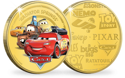 Frappe officielle colorisée & dorée à l'or pur «Disney - Pixar: Cars»