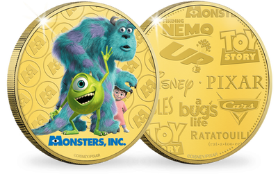 Frappe officielle colorisée & dorée à l'or pur «Disney - Pixar: Monstres & Cie»