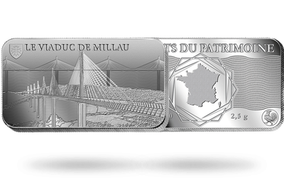 Le lingot du patrimoine en argent pur «Le Viaduc de Millau»
