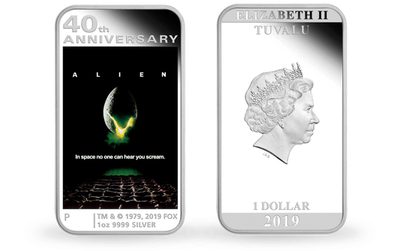 Monnaie Lingot en argent pur «Alien - 40ème anniversaire» Tuvalu 2019