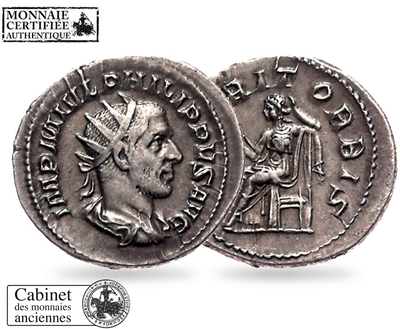 Monnaie ancienne en argent «Philippe 1er l’Arabe,  Antoninien»