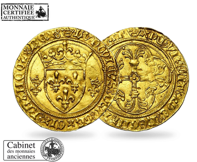 Monnaie ancienne en or « Écu d'or à la couronne Louis XI »