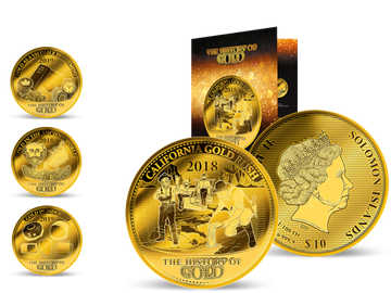 Der ''Kalifornischer Goldrausch'' auf der größten 1/100-Unzen-Goldmünze