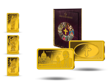 Barren ''85. Geburtstag Papst Franziskus'' in reinstem Gold (999,9/1000)