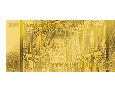 Billet en or pur «La Statue de Zeus» 