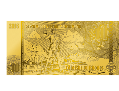 Billet en or pur «Le Colosse de Rhodes»  