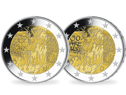 Set de 2 monnaies de 2€ « Chute du Mur de Berlin » France + Allemagne 2019