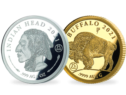 Set de deux monnaies d'investissement  : « Tête d'Indien et Buffalo »