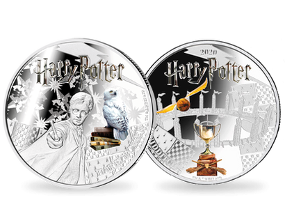 Set de 2 monnaies officielles argentées «Quidditch»