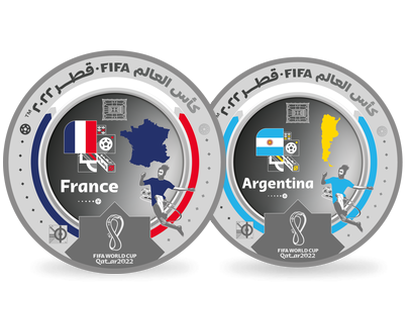 Monnaies argentées de la coupe du Monde de la FIFA Qatar 2022™ France - Argentine