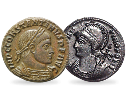 Set de 2 monnaies anciennes «Constantin le Grand»