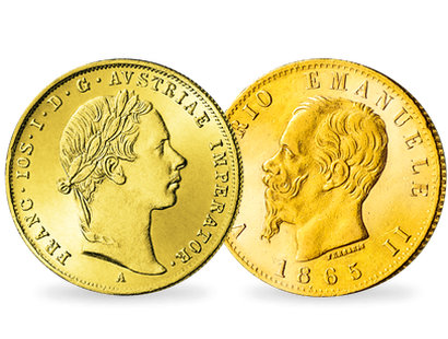 Historischer Goldmünzen-Satz ''150 Jahre Seeschlacht von Lissa''