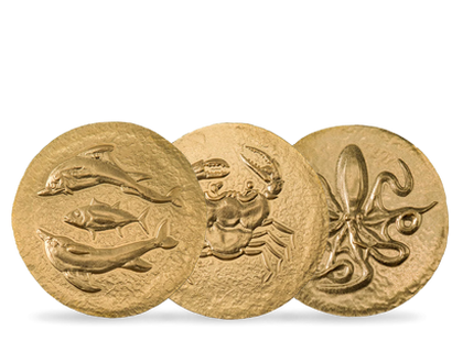 Set de 3 Monnaies de 5 Dollars en or «  Les symboles des cités grecques » 2022  