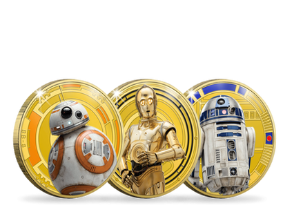 Set de 3 frappes dorées à l'or pur «Star Wars - Les Droïdes »