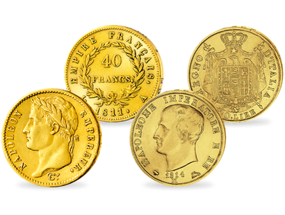 Set de monnaies anciennes en or massif "Napoléon Empereur"