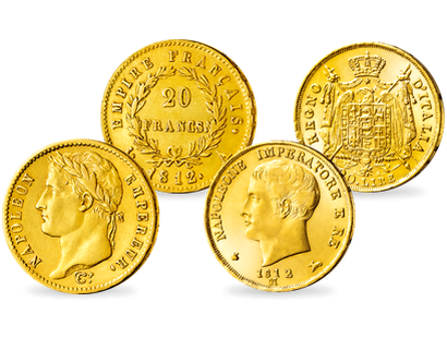 Set de monnaies anciennes "Napoléon Empereur" en or massif 