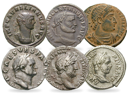 Set de 6 monnaies romaines impériales