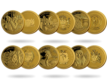 Coffret de 12 monnaies en or pur «African Pride» 2018