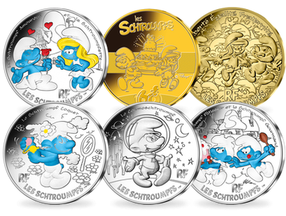 Monnaies en or & argent colorées «Les Schtroumpfs» France 2020 - Vague 2
