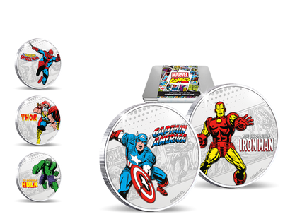 Set de 5 frappes argentées et colorisées Marvel Comics