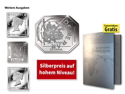 Die wertvollsten Briefmarken der Welt in reinstem Silber