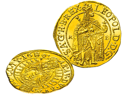 Historischer Gold-Dukat von Kaiser Leopold I.