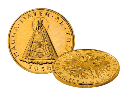 Die "Magna Mater Austriae" 1934-1938 aus edlem Gold (900/1000)!