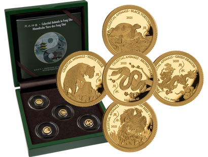 5er-Goldmünzen-Set "Himmlische Tiere des Feng Shui"