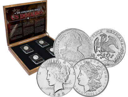 4er-Silbermünzen-Set "Geschichte des US Dollars"