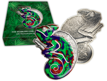 Shape-Münze "Chamäleon" mit spektakulärem Farbwechsel-Effekt