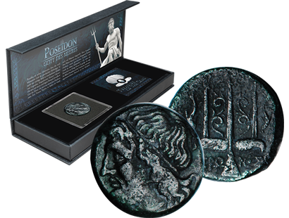 Perle von Poseidon: Set aus antiker 1-Litra-Münze und echter Perle