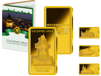Edler Barren "Schlossberg Uhrturm" aus reinstem Gold