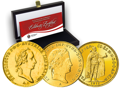 3er-Set Historische Goldmünzen der letzten Kaiser Österreichs