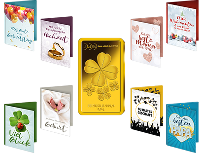 Gold-Geschenkbarren "Kleeblatt" für verschiedene Anlässe