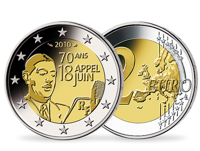 Monnaie commémorative de 2 Euros « Appel du 18 juin » France 2010