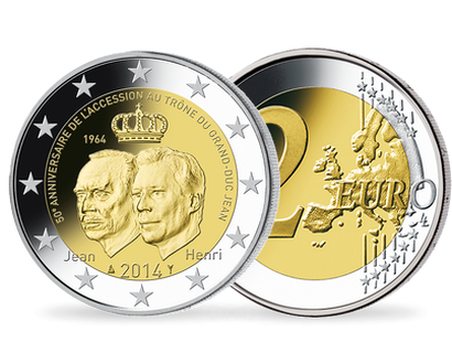 Monnaie de 2 Euros «50e anniversaire de l'accession au trône du Grand Duc Jean» Luxembourg 2014 