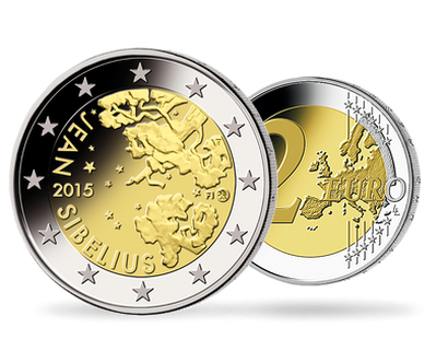 Monnaie de 2 Euros «150e anniversaire de la naissance de Jean Sibelius» Finlande 2015 