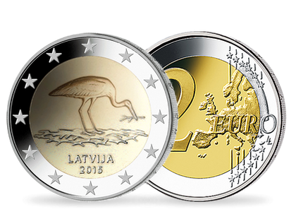 Monnaie de 2 Euros «La Cigogne noire» Lettonie 2015