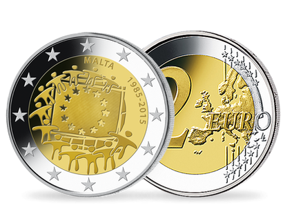 Monnaie de 2 Euros «30 ans du drapeau Européen» Malte 2015 