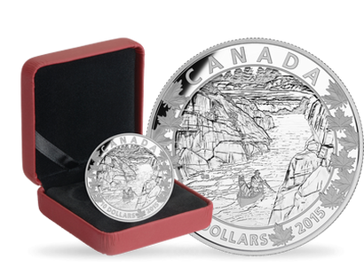 Monnaie de 10 Dollars en argent pur "Traversée du Canada en canoë - Reflets" 2015