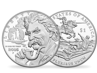 Monnaie de 1 Dollar en argent massif  'La vie de Mark Twain' 2016