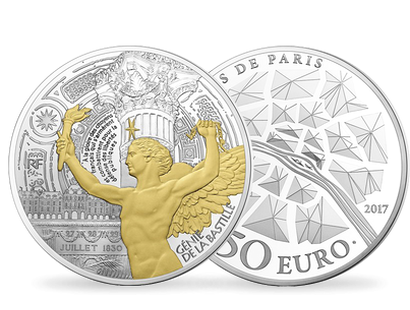 Monnaie de 50 Euros 5 onces d'argent massif «Génie de la Bastille» 2017