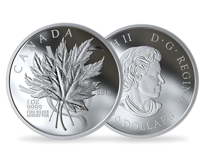 Monnaie de 20 Dollars en argent pur «Assortiment de feuilles d'érable» Canada 2019