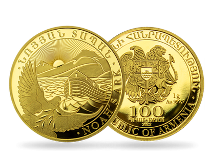 Monnaie d'1 gramme en or le plus pur «Arche de Noé» Arménie 2022